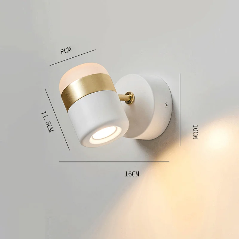 LED rotating wall lamp Modern simple metal wall lamps Living room bracket light study bedroom Lights aisle Lighting with switch