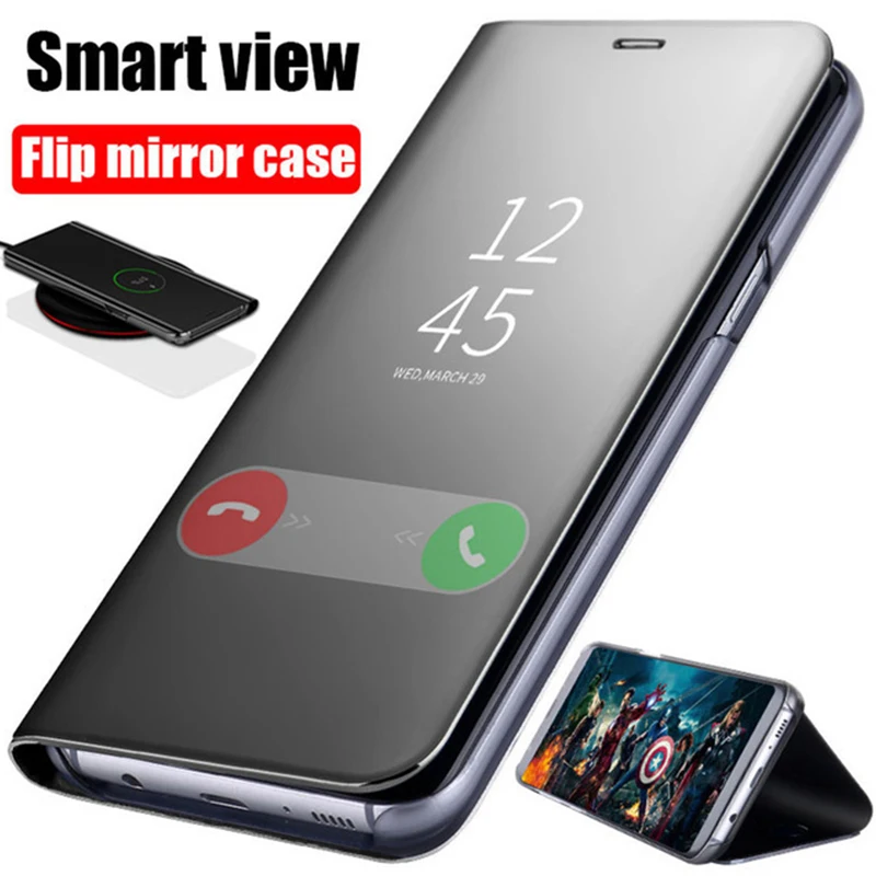 Smart Mirror Flip Case For Samsung Galaxy A54 A14 A34 A53 A73 5G S20 S21 FE S22 S23 Plus Note 20 Ultra PU Leather Magnetic Cover