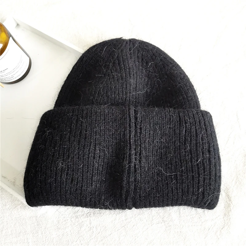 Xthree Winter Hut für Frauen Angola Beanie Hut Gestrickte Kaninchen Pelz Skullies Hut Warmen Motorhaube Kappe Weibliche Hüte für Mädchen hut – Detail 14