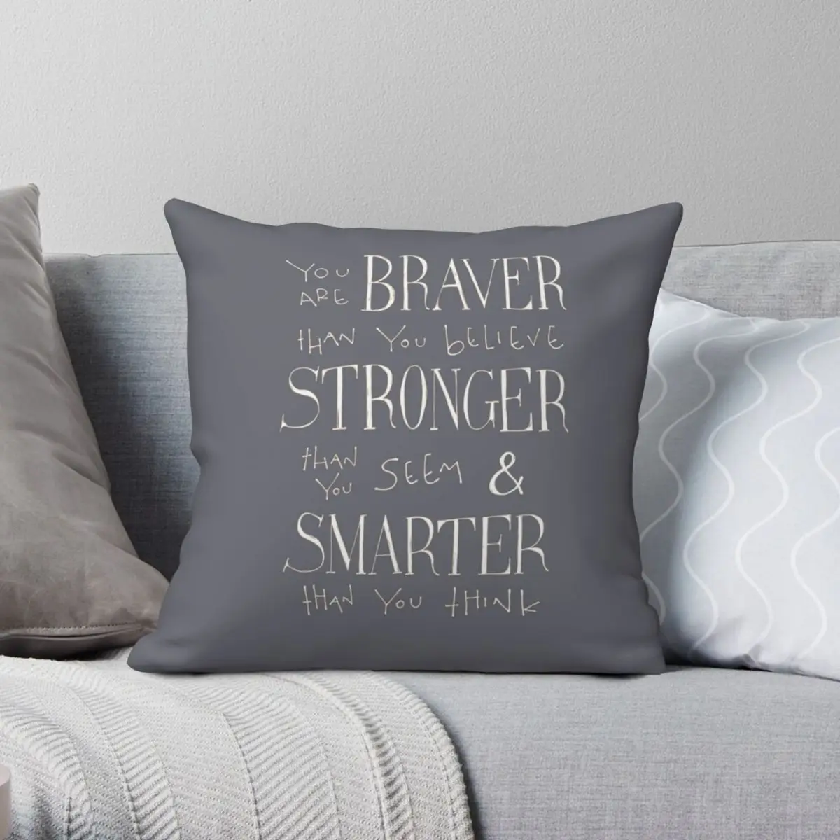 You Are Braver Square Pillowcase Polyester Linen Velvet Printed Zip Decor Room Cushion Cover Wholesale