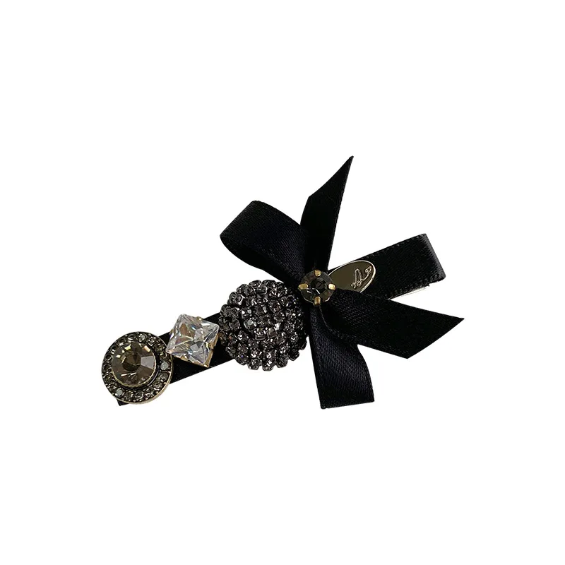 New France Black Bow Pearl Hair Accessories Hair Clips Pins Elegant Daily Bowknot Imitation Pearl Headwear Barrettes Spring Clip