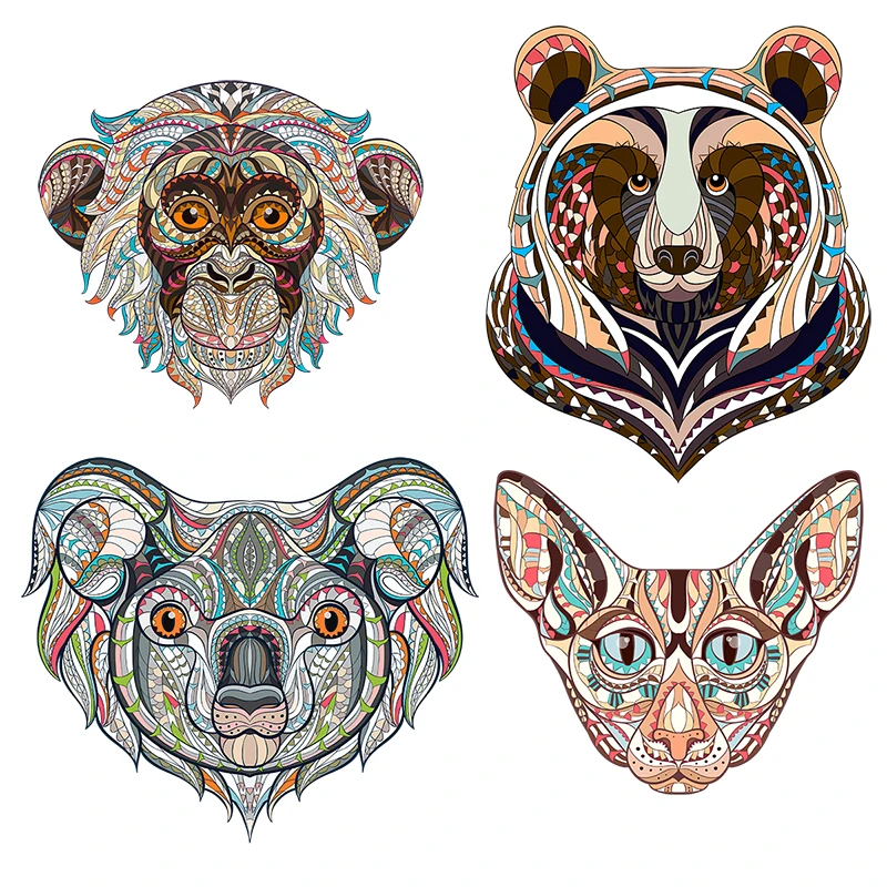 Three Ratels QC534 Creative animal totem decoration illustration Abstract tribal bear monkey wall sticker art for home decora