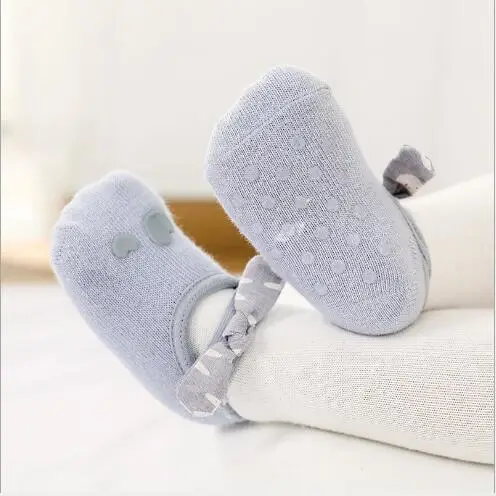 0-3Year Autumn new children's socks baby non-slip floor socks girls bow tie combed cotton socks