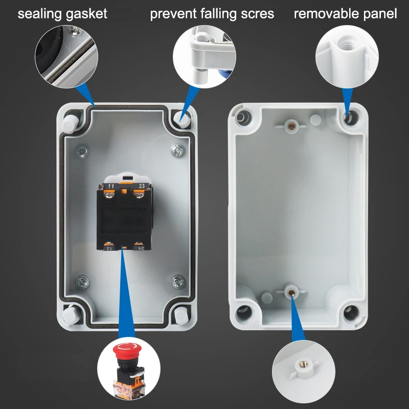 1P 1NO1NC interruttore a pulsante di arresto di emergenza fungo scatola esterna controllo stretto con custodia protettiva IP65 impermeabile
