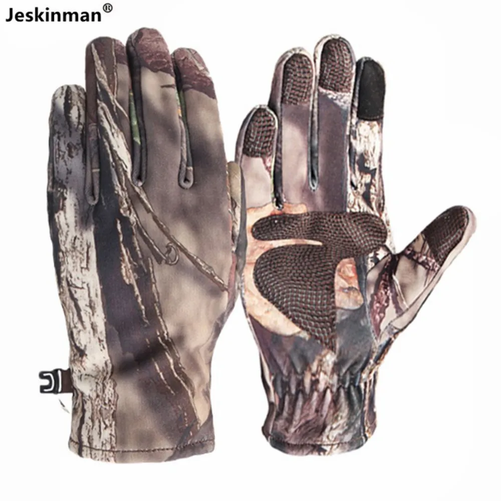 Winter Thermal Fleece Wind Waterproof Full Fingers Gloves Bionic Camouflage Hunting Gloves Anti-Slip Wearable Photography Gloves