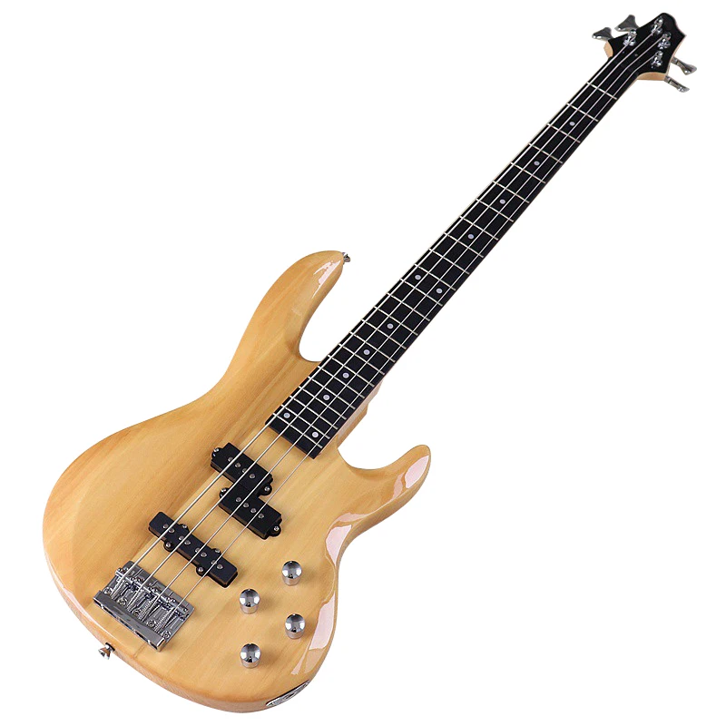 4 Strings Bass Guitar Electric Bass Guitar Okoume Body 43 Inch Wood Guitar Natural Color with Free Bass Bag High Gloss Finish