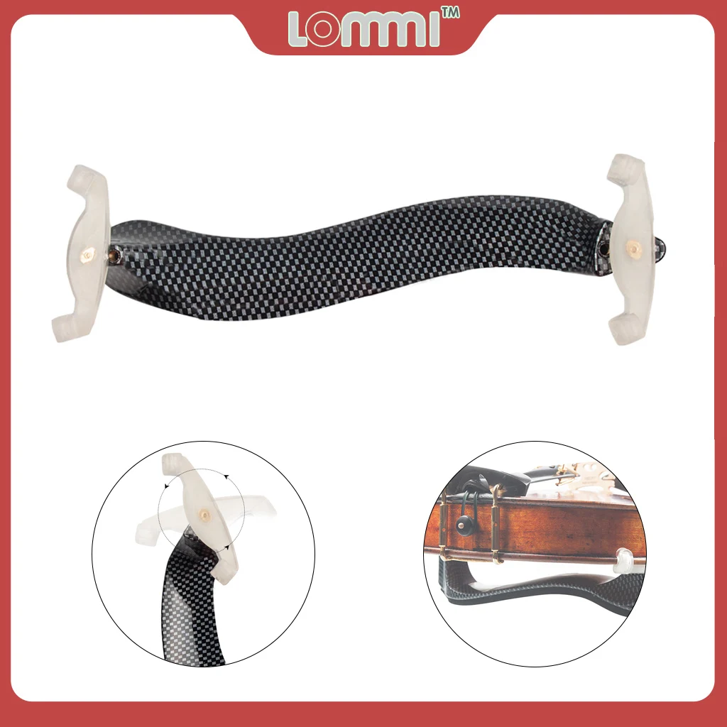 

LOMMI Light Carbon Fiber Look Shoulder Rest 4/4 Violin Shoulder Rest Finite Adjustment Soft Foam Pad Rubber Feet Soft & Durable