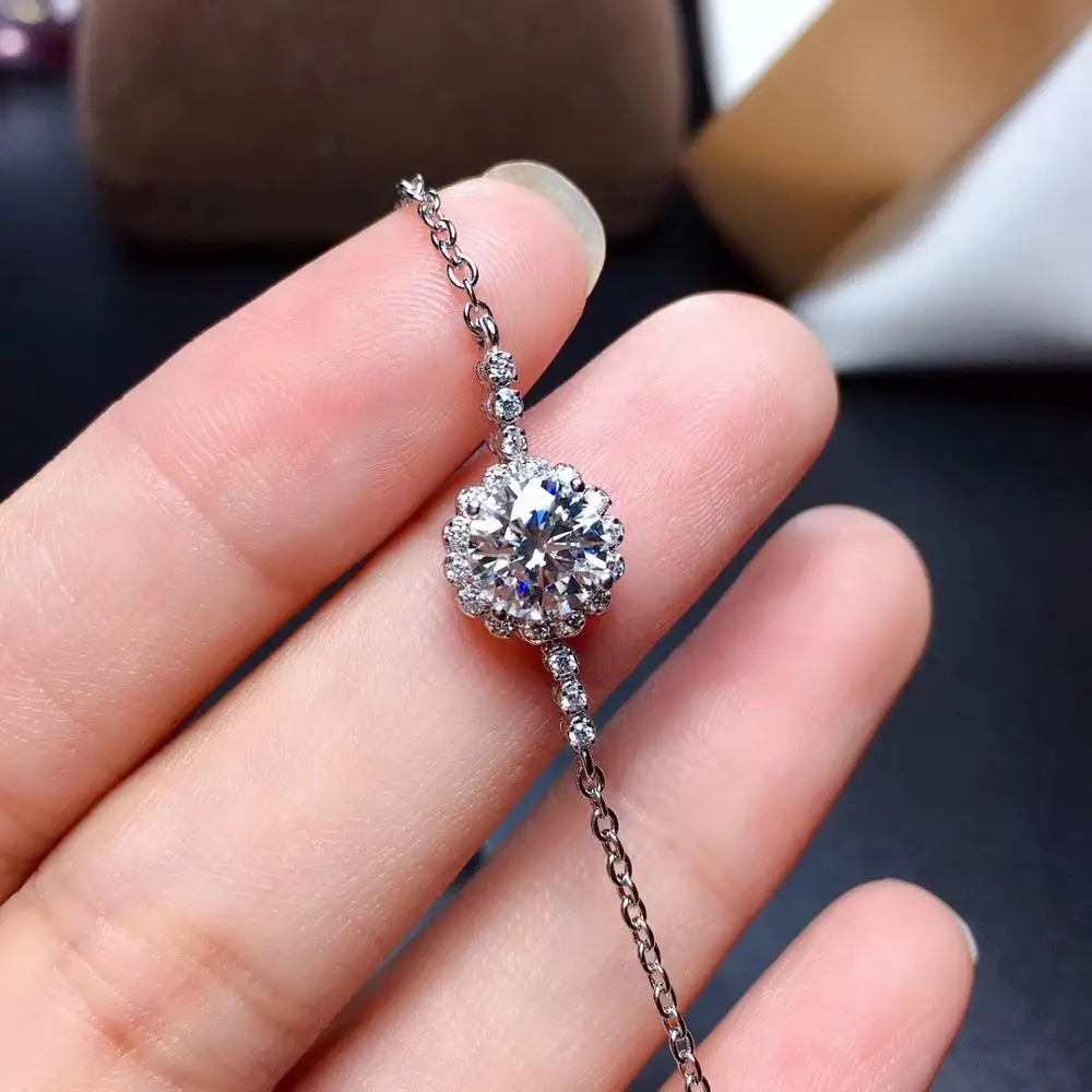 exquisite moissanite gemstone bracelet women jewelry 925 sterling silver birthday banquet gift  gem shiny better than diamond