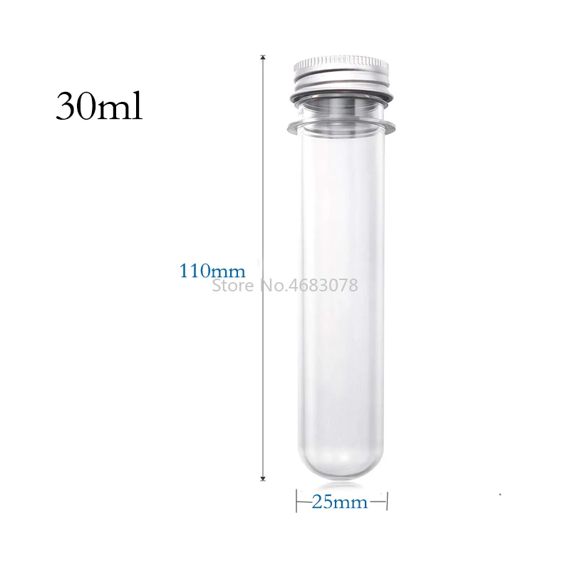 4pcs 30ml Excellent Plastic Transparent Test Tubes With Aluminum Cap Bottles School Supplies Lab Equipments 25x110mm