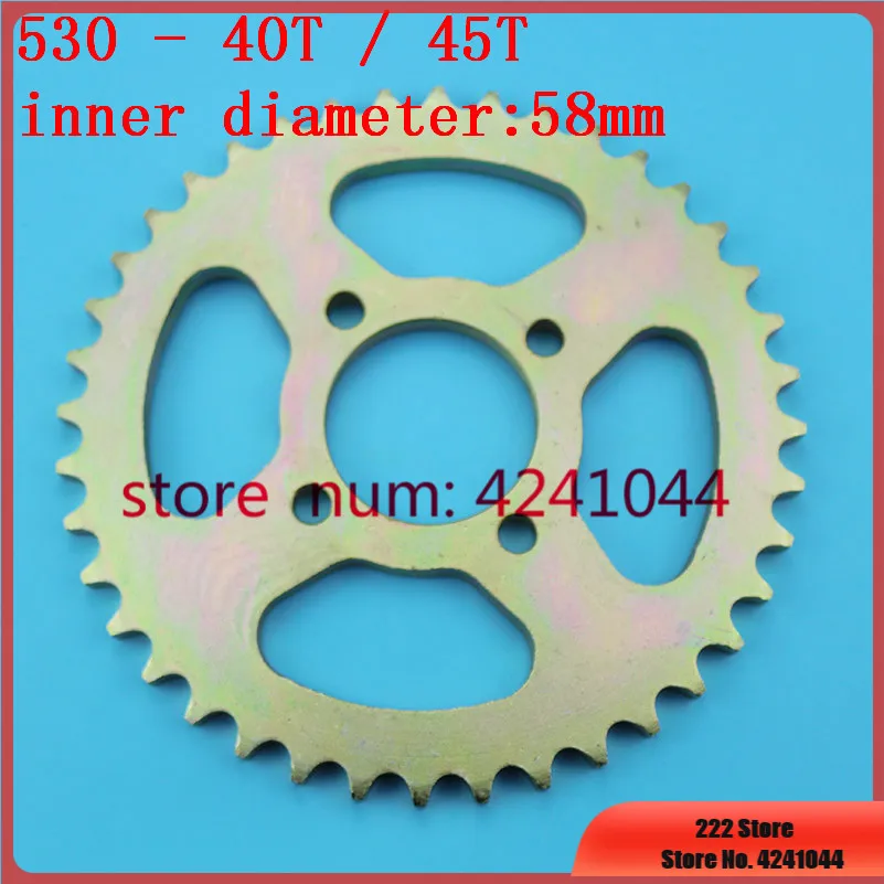 Free shipping Big sprocket 530 40T 45T tooth  58mm  rear chain sprockets for ATV  go-kart  4 wheeled motorcycle