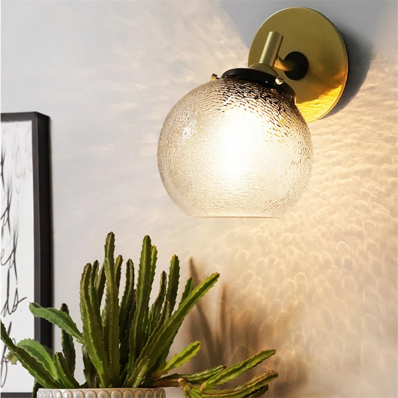 

Industrial Style Glass Bedside Wall Lamps Art Water-grained For Livingroom Restaurant Bar Cafe Single Head E27 Luminaire