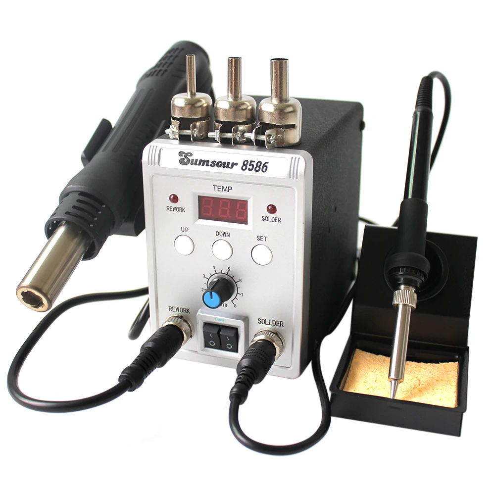 8586 Soldering Iron Hot Air Soldering Station DIY Digital Display Rework Station Phone Repair BGA SMD Repair Solder Tools