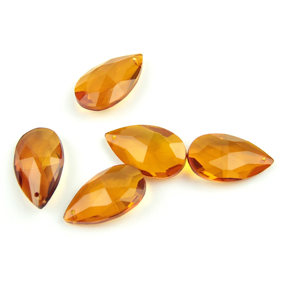 38mm/50mm/76mm Amber Crystal Chandelier Almond Part Pendant Glass Trimming Parts Ornament Crystal Prism For Wedding