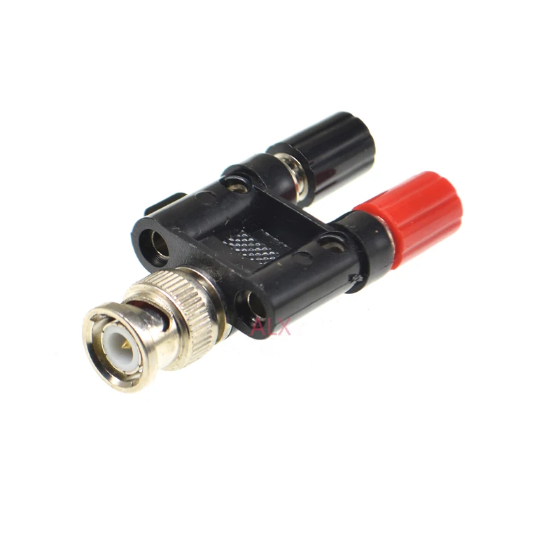 1Pcs BNC male to two dual 4mm Banana binding post jack connector Adapter bnc male to banana female jack