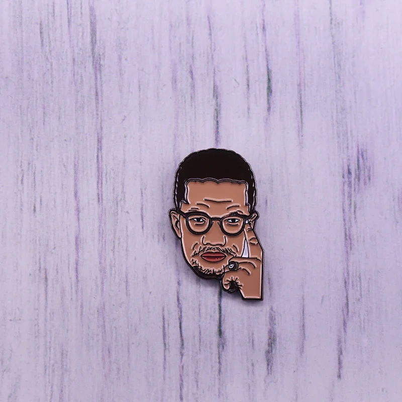 Fight for freedom!Malcolm X pin historical black hero brooch