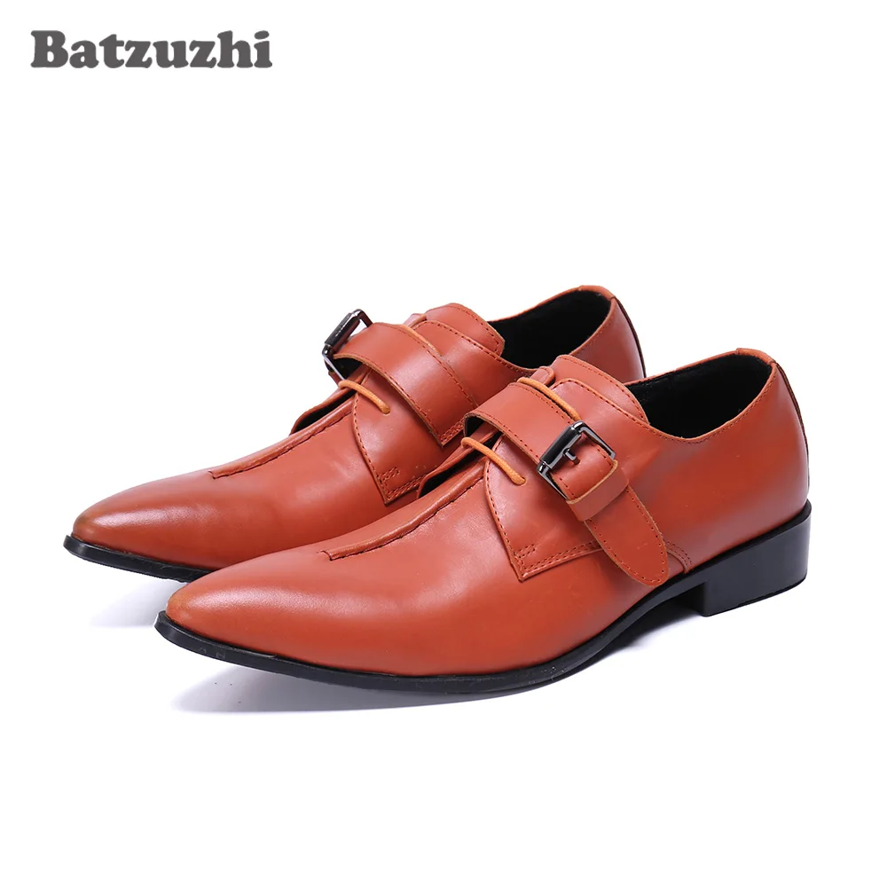 

Batzuzhi Italian Style Handmade Men Shoes Pointed Toe Buckle Formal Leather Dress Shoes Formal Chaussures Hommes Business Shoes