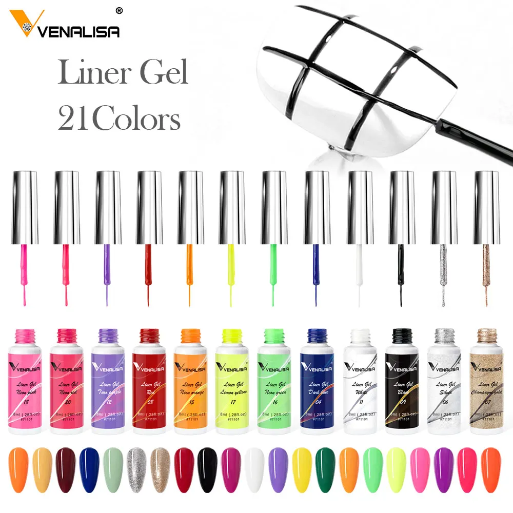 8 ml Venalisa Liner Gel Zeichnung Linie Farbe Gel Wunderschöne Farbe Französisch Gel 21 Farben Nail art Design Malerei Gel Nagellack – Detail 15