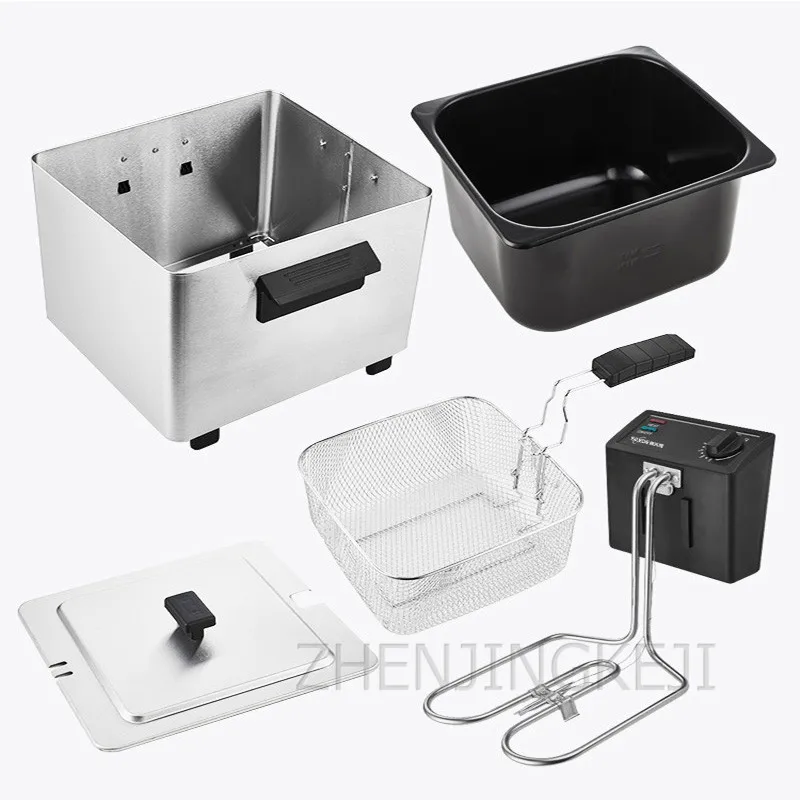 Friggitrice elettrica commerciale 220V monocilindrico 8L macchina per tritare pollo fritto verticale attrezzatura friggitrice elettrica di grande capacità