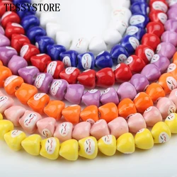 10pcs/lot Cute Smiling Ceramic Beads Mini Multicolor Kittens Straight Hole Beads For Jewelry Making Handmade Accessories
