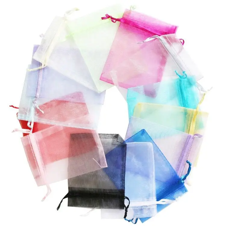 Wholesale--(30pcs/lot) Transparent Yarn Gift Bags for Pendant / Rings / Earrings / Bracelets Jewelry 9x7 cm 9x12 cm 3 Sizes