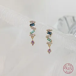Boucles d'oreilles simples serpent en argent Sterling 925 pour femmes, boucles d'oreilles en cristal Pavé, bijoux de tempérament de mariage, cadeau d'amitié