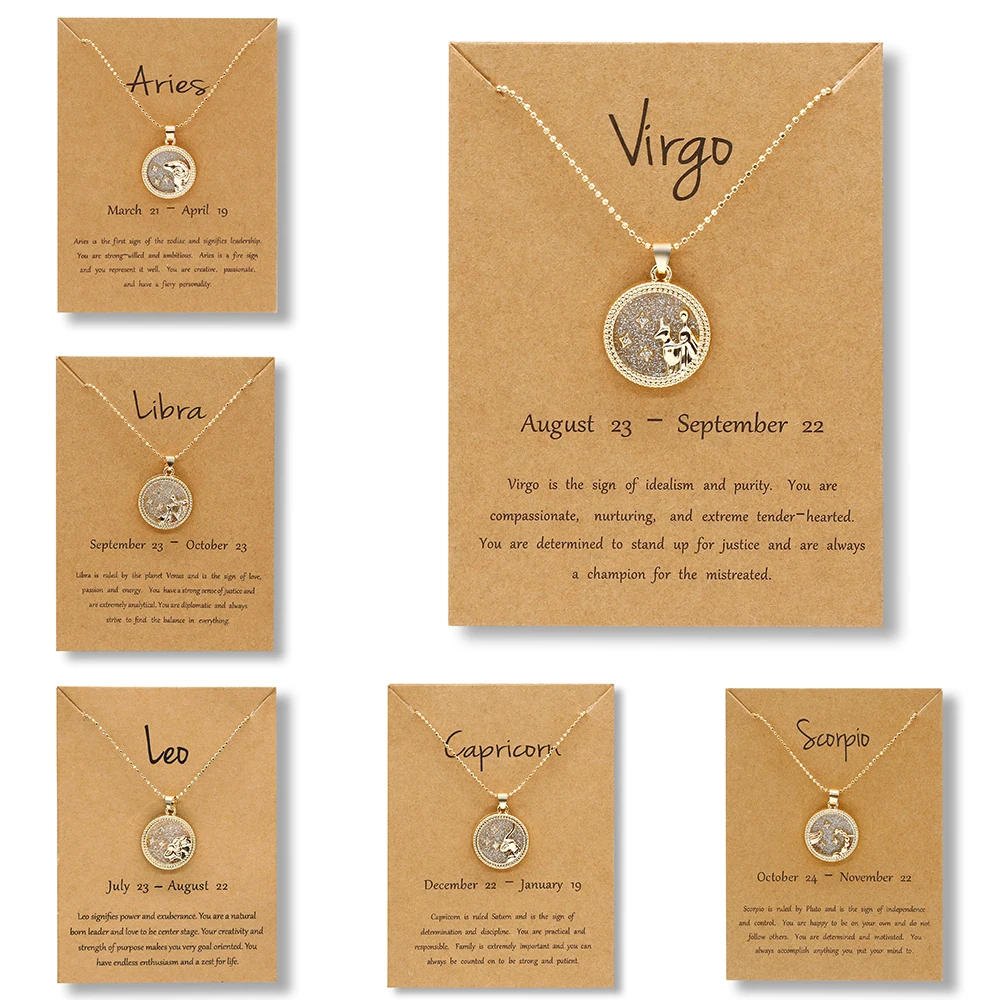 Moda gwiazda znak zodiaku 12 konstelacji naszyjnik wisiorek baran Leo złoty łańcuszek Choker naszyjniki dla kobiet biżuteria dziewczęca prezenty