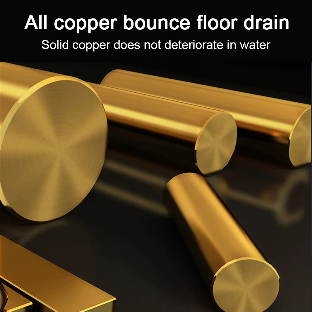 Pop Up Foot Floor Drain 10 * 10cm Push Down Shower Bathroom Drain Cover Plug Square Brass Chrome Anti-odor Bath Drains