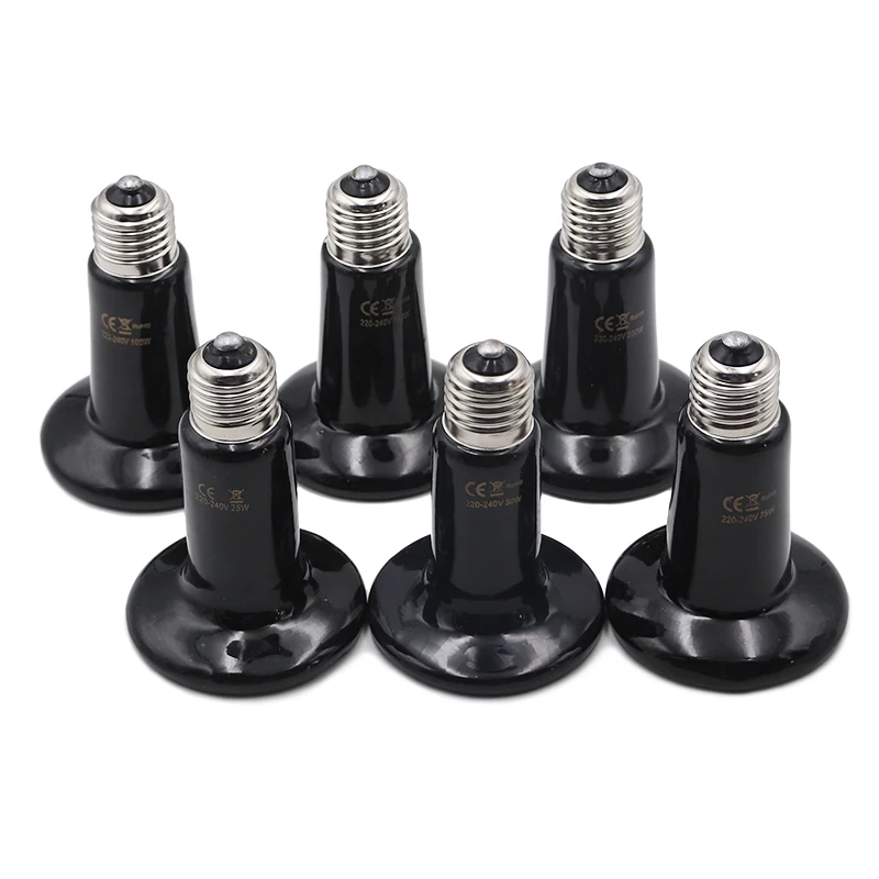 5szt Lampa grzewcza dla zwierząt 220V Ceramiczny emiter podczerwieni Żarówka grzewcza dla zwierząt Lampa dla gadów 25W 50W 75W 100W 150W 200W