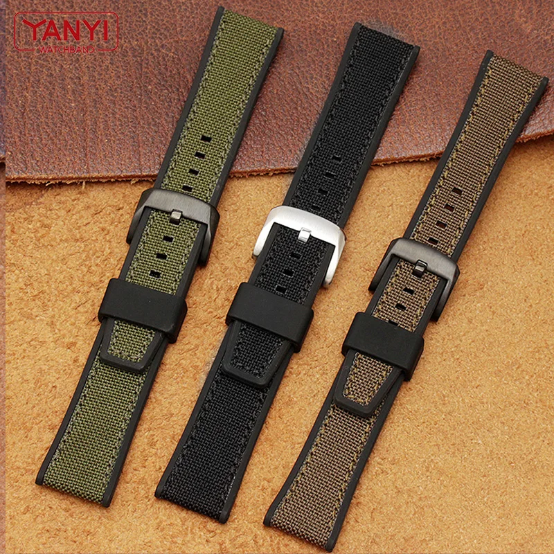 Thickened nylon strap with Silicone Rubber bottom watchband 21mm 22mm for seiko SUR325P1 timex tissot watch band mens wristband