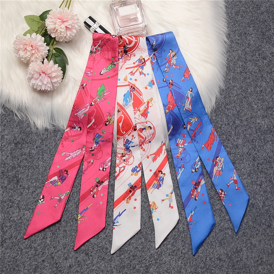 New Paris Lover Natural Silk Brand Scarf Women 100% Real Silk Scarf Luxury Foulard Hair & Bag Scarves Design Neckerchief 2023