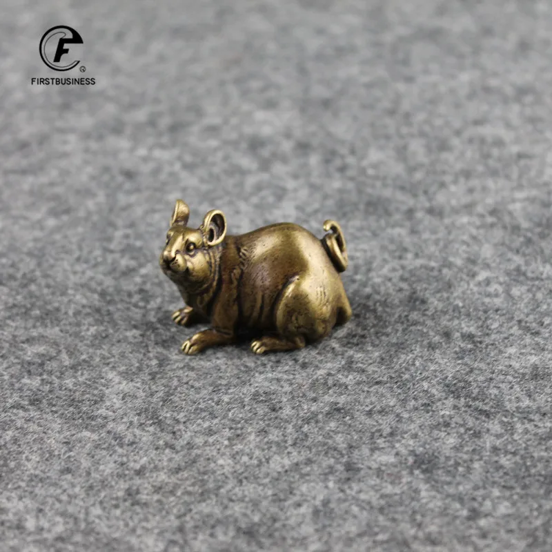 Estatua de rata del zodiaco de cobre macizo antiguo, adornos Vintage, ratón de Animal de cobre, ratones pequeños, té, mascota, estatuilla, decoración de escritorio de oficina