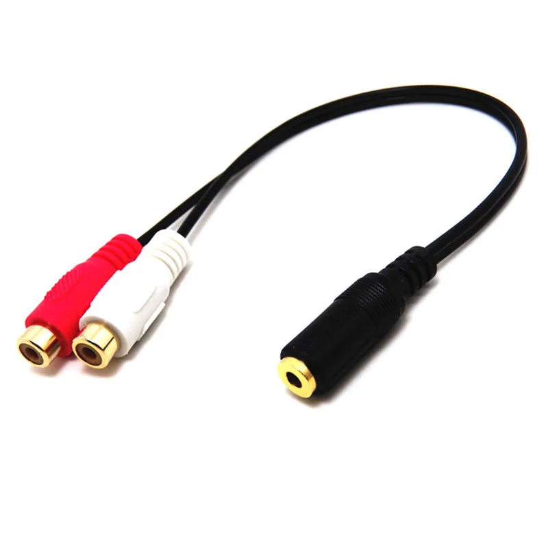 3.5mm Stereo Audio Female Jack to 2 RCA Female Socket to Headphone 3.5 Y Adapter Cable