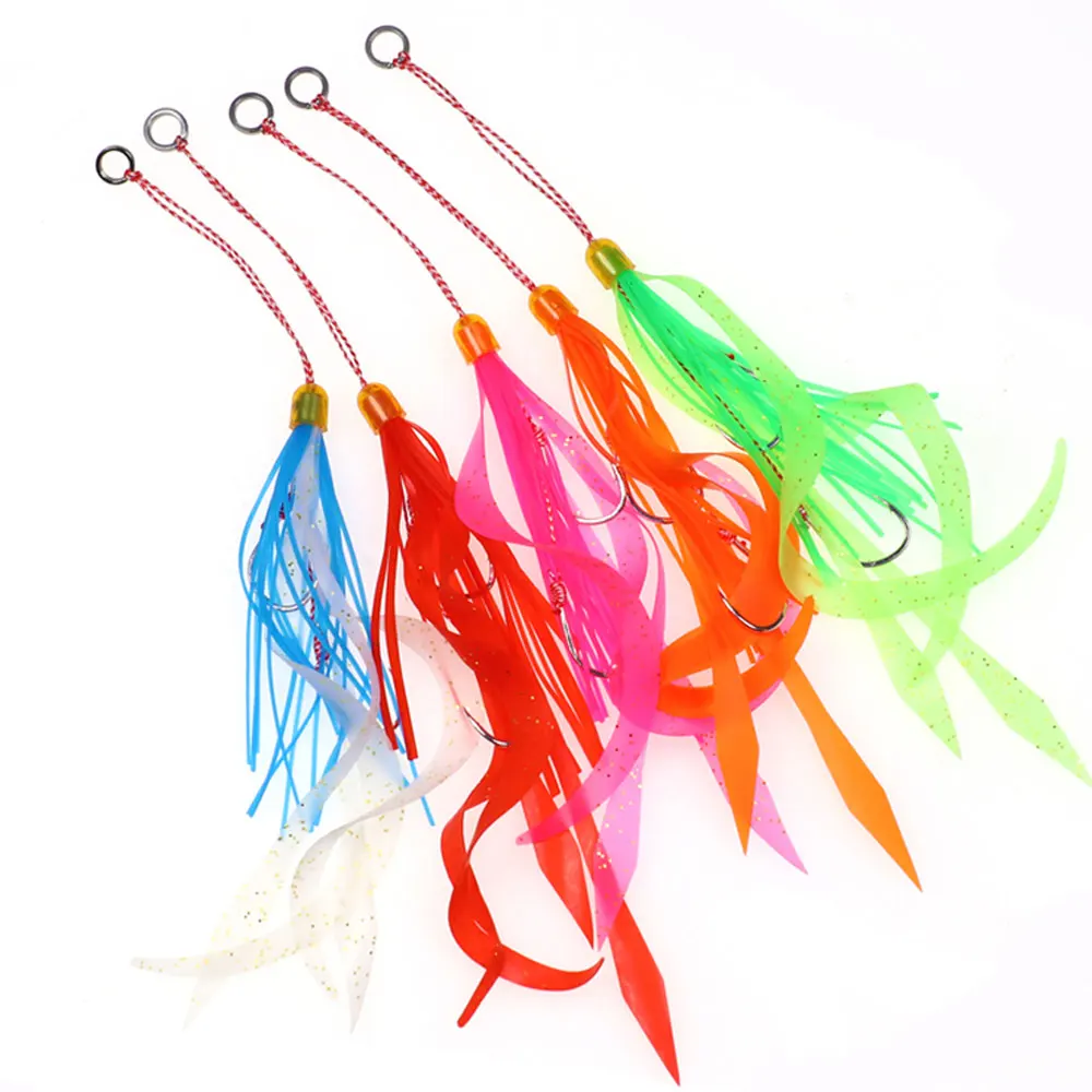 Ellllv-Água salgada Snapper Pesca Saias De Borracha De Silicone, Gêmea Assistida Ganchos, Marlin Inchiku Tai, Kabura Slider Jig Lure, 12 #