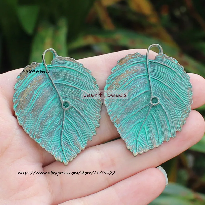 Green Bronzel Alloy Leaf and Feather shape Pendants  1piece , For DIY Jewelry making !