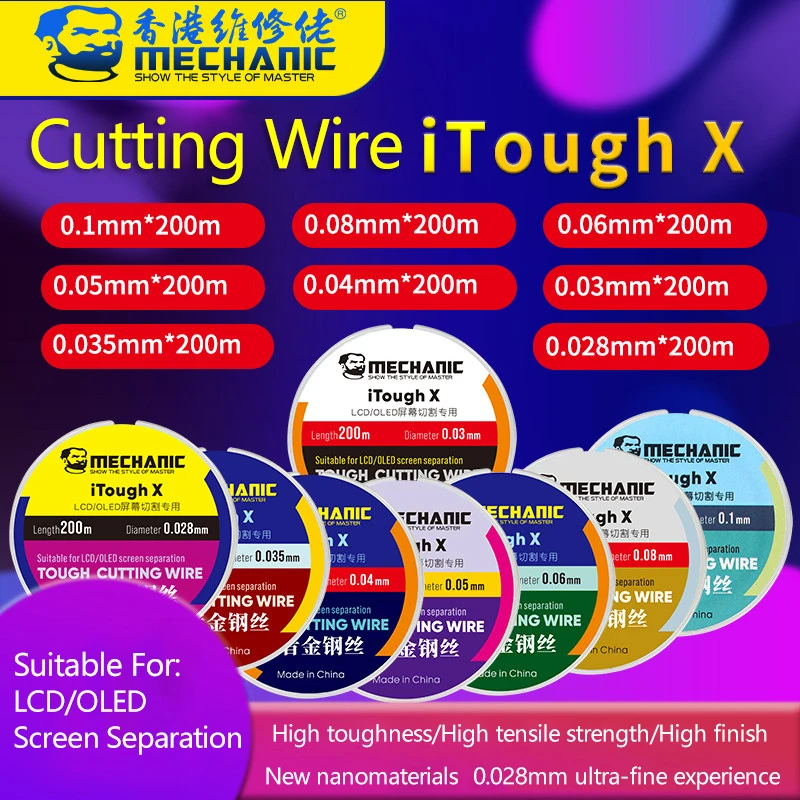 MECHANIC Cutting Wire 0.028/0.03/0.035/0.04/0.05/0.06/0.08/0.1mm Diamond Line for Mobile Phone LCD Screen Separator Repair Tools