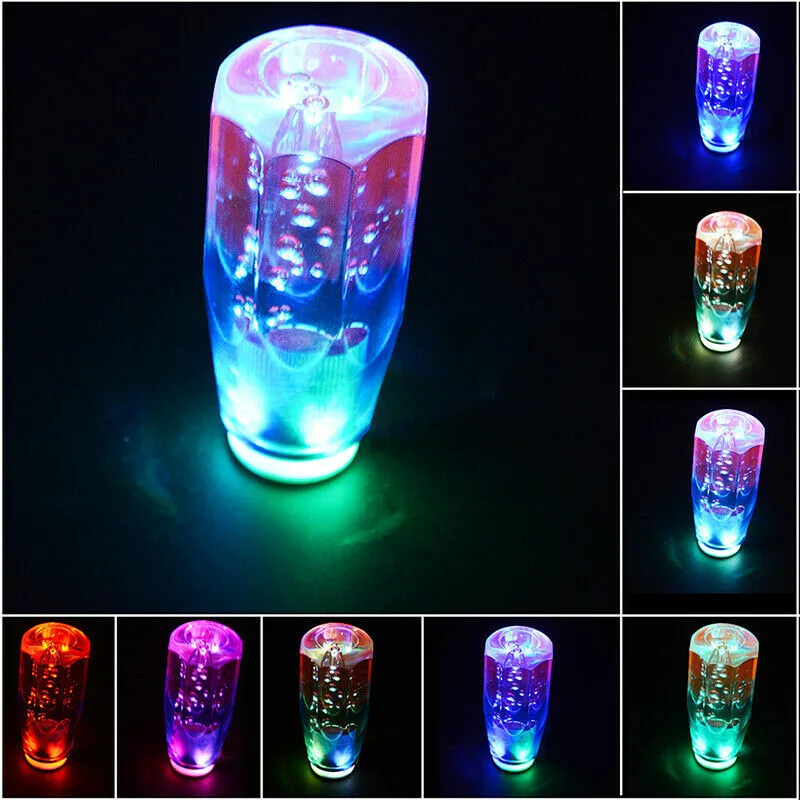 Car decoration Universal Crystal Bubble RGB LED LIGHT Shift Knob Universal Shifter Gear Parts 15CM