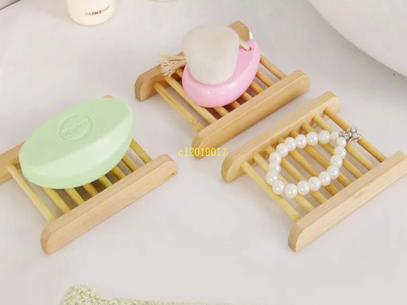 

Natural Bamboo Wooden Soap Dish Wooden Soap Tray Holder Storage Soap Rack Plate Box for Bath Shower