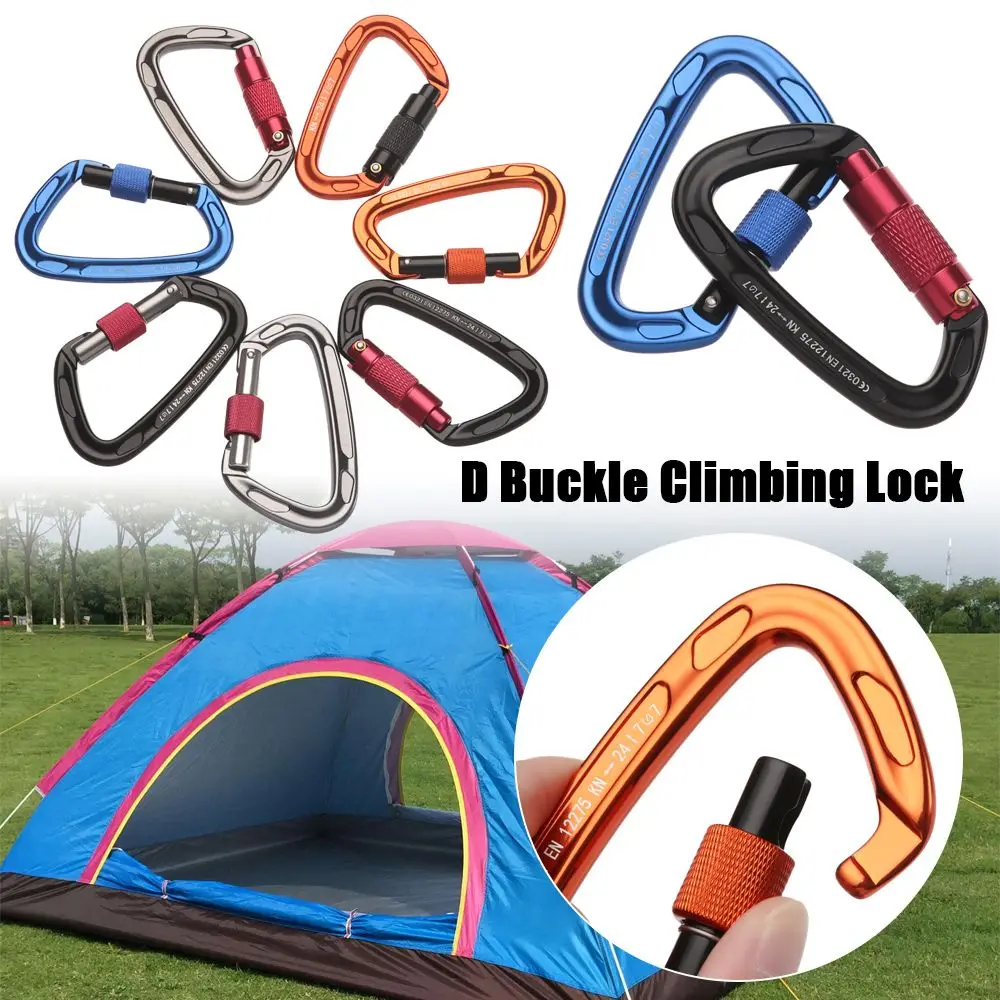 12/23/24/25KN Carabiner D Shape Key Hooks Aluminum Climbing Security Master Lock Outdoor Ascend Tool Mountaineering Equipment