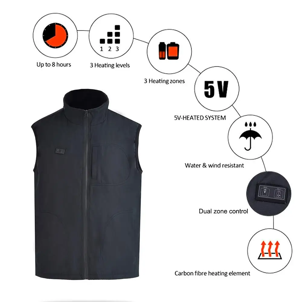 Giacche riscaldate da uomo gilet da esterno cappotto USB batteria elettrica riscaldamento regolabile giacche con cappuccio caldo inverno ThermalClothing