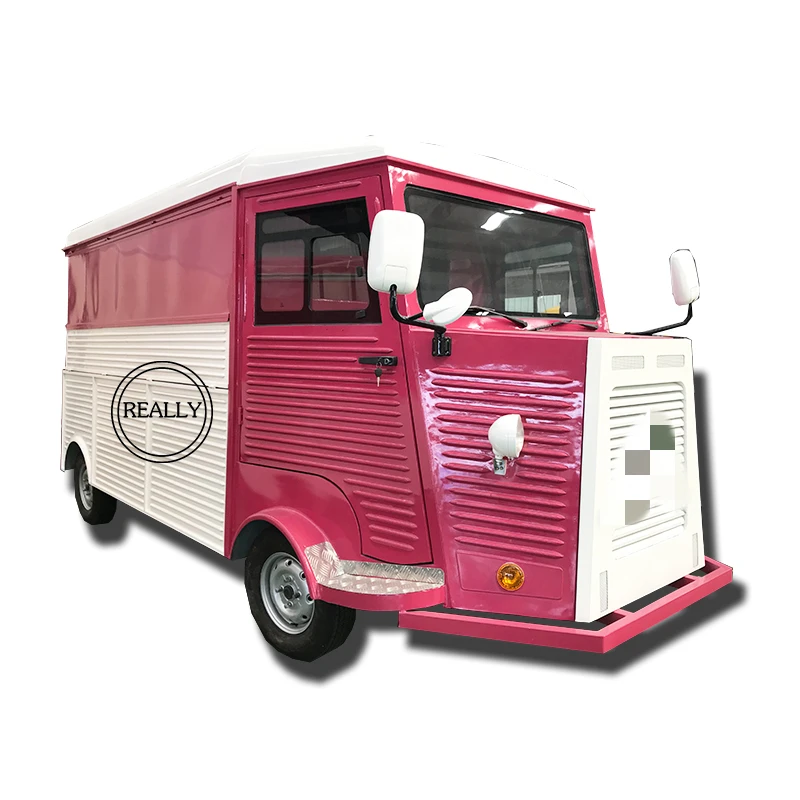 Carrito de comida de calle de Color rosa, remolque de Catering, café, burbujas, té, helado, camión de comida, cocina móvil, coche eléctrico expendedor