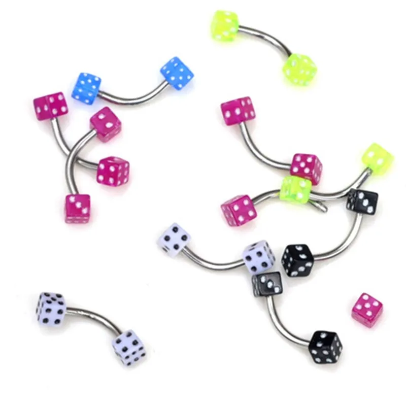 5Pcs Dice Shape Button Rings Women Navel Ring Surgical Steel Pins Punk Lip Eyebrow Bar Ring Piercing Body Jewelry пирсинг