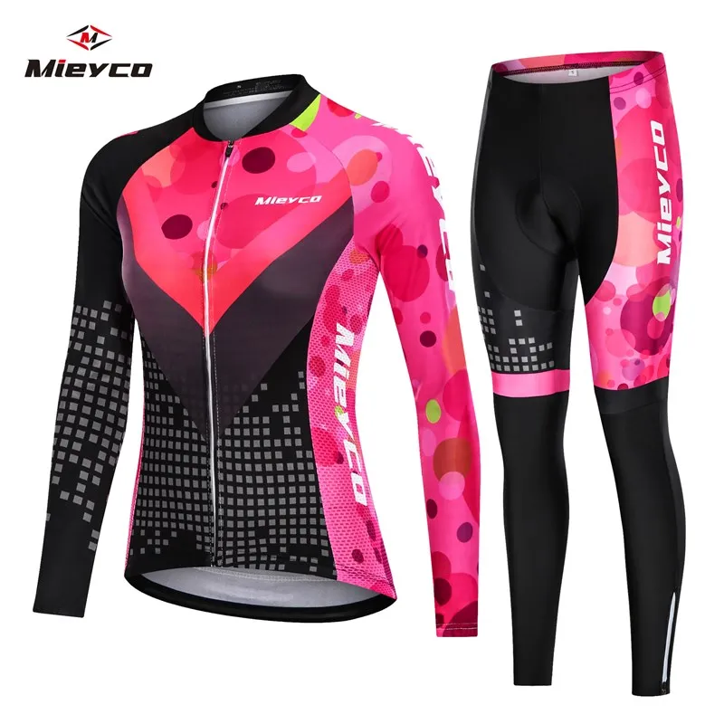 Women Cycling Clothing Set Spring Autumn Long Jersey Ropa Deportiva Mujer BMX Suit MTB Bike Outfit Equipment Ciclismo Femininas