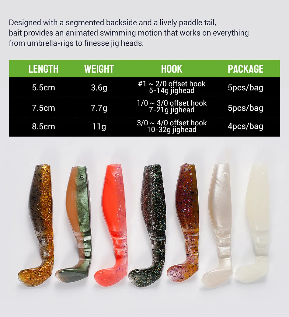 Bassland Weicher Köder 55mm 75mm 85mm Silikon Köder Künstliche Wobbler Karpfen Bass Pike Fishing Tackle Leurre Souple – Detail 2