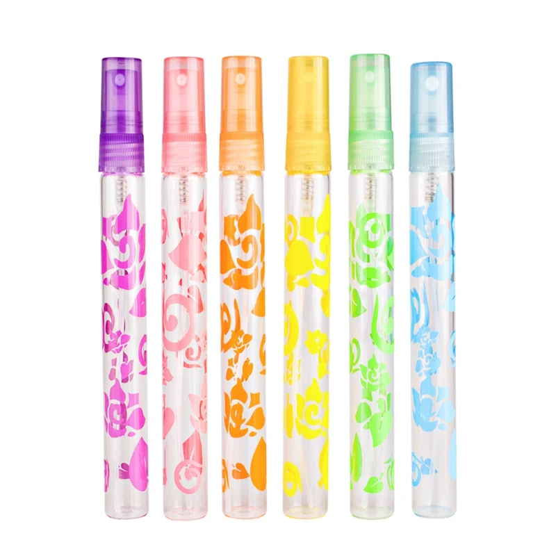 

50pcs 10ml Print flowers glass Perfume Spray Bottles Atomizer Empty Refillable Bottle Sample test Vial