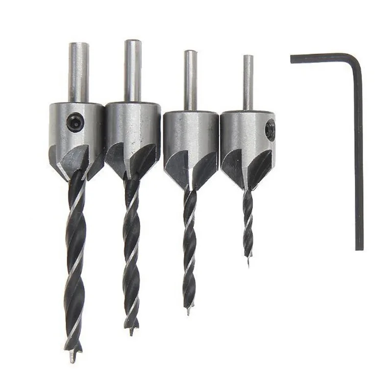 3mm-10mm HSS 5 Flute Countersink Drill Bit Set Carpentry Reamer Woodworking Chamfer End Milling