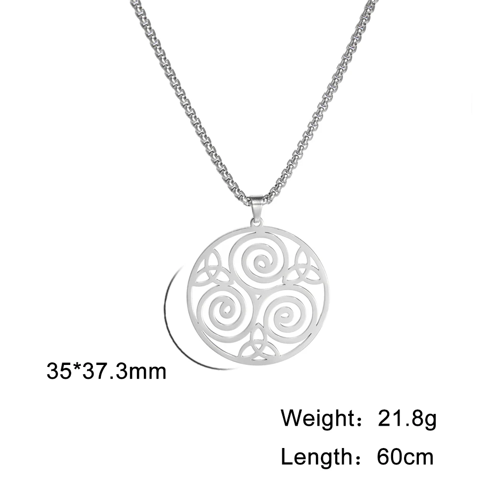 Triqueta Triple Spiral Pendant Necklace for Men Stainless Steel Necklaces Viking Jewelry Wicca Amulet Accessories Box Chain image 5