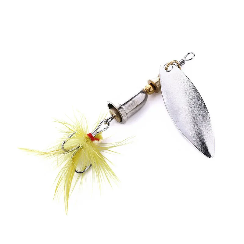 1Pcs 6g Metal Fishing Lure rotating  Spoon Lure rotated  Sequins Bait Fishing Tackle Hard Bait Spinner Bait with feathers hook