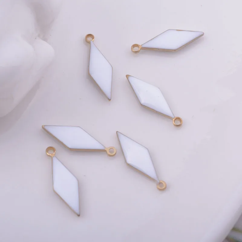 30 Stück 5*16mm Kupfer-Geometrie-Anhänger Beidseitig Emaillierte Rhombus-Charms für DIY-Schmuck- und Ohrringherstellung – Detail 11