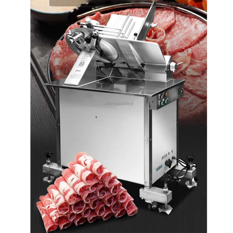 HB-350-cortadora de carne comercial con doble motor, cortador de carne automático de 14 pulgadas, rollo de cordero congelado/carne gruesa