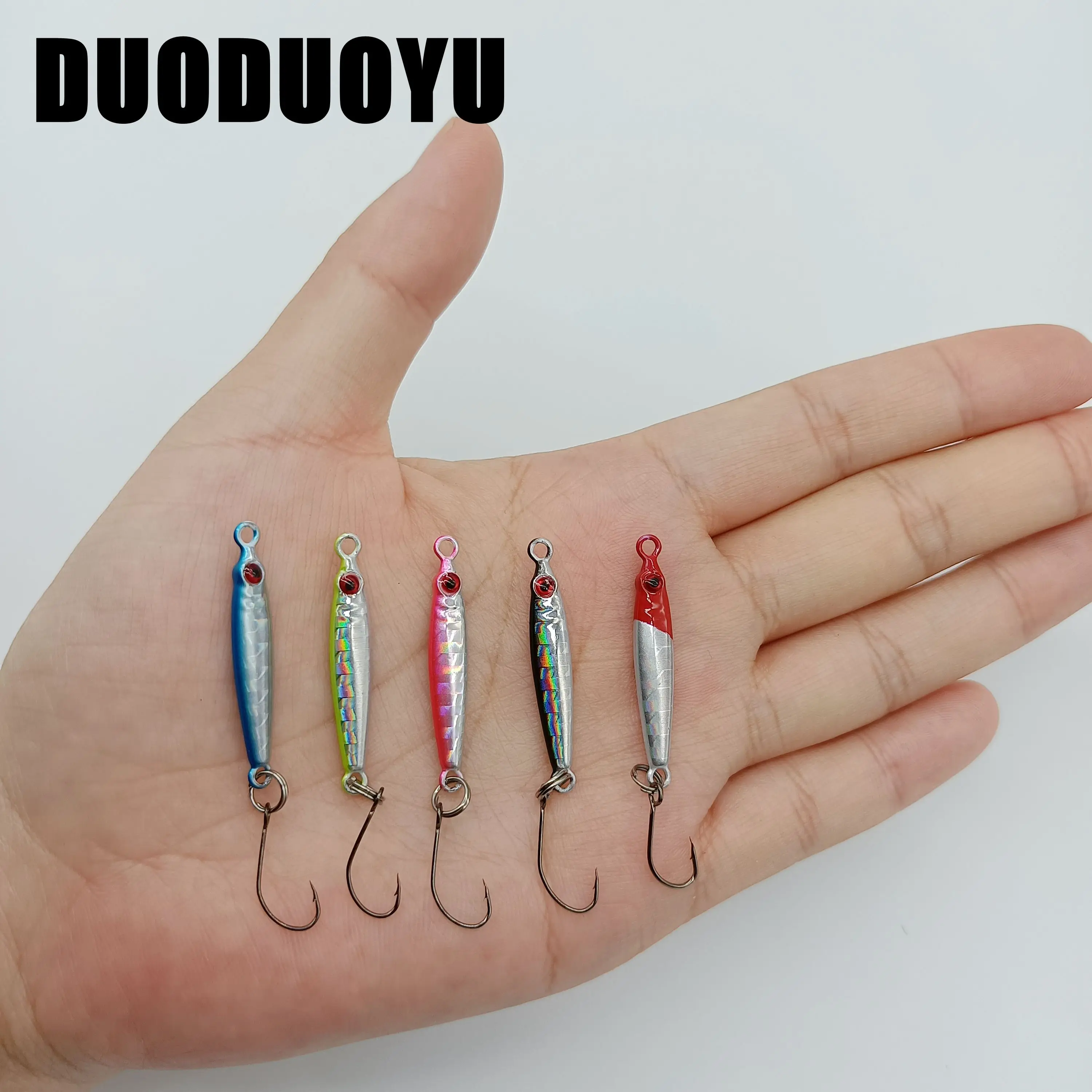 DUODUOYU 1PCS  Mini  Metal Jig Spoon Fishing Lure 3g/5g  Fish Small Fish With Single Hook Sea Bass Fishing Lure